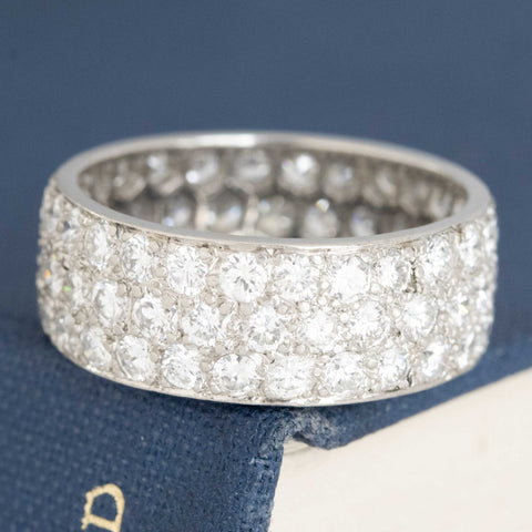 3.00ctw pave diamond triple row wide band in platinum, 7.4mm