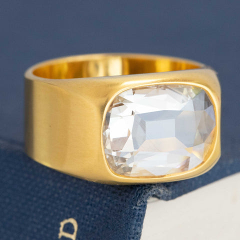 3.01ct Cushion Rose Cut Diamond Flush Set Solitaire