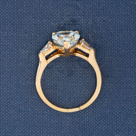 3.01ct Pear Cut Diamond & Aquamarine Ring