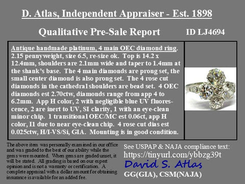 3.01ctw Antique Old European Cut Diamond Cluster Ring