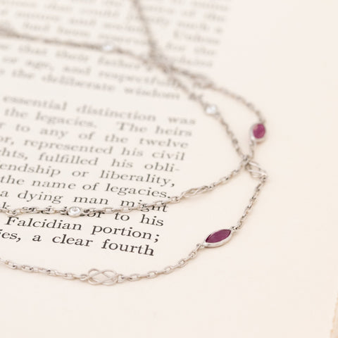 3.01ctw Ruby and Diamond Station Necklace, 44"