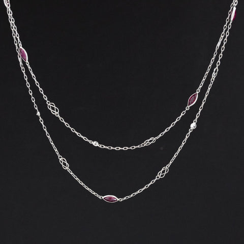 3.01ctw Ruby and Diamond Station Necklace, 44"