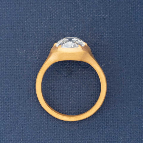 3.02ct Elongated Old Mine Cut Diamond Solitaire