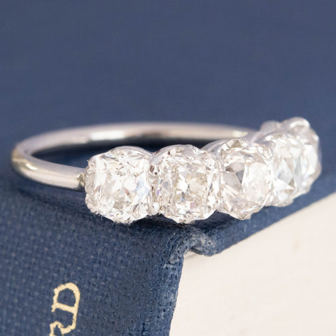 3.02ctw Cushion Cut Diamond 5-Stone Band