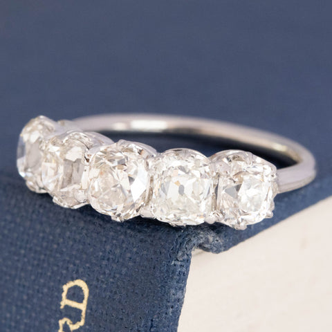 3.02ctw Cushion Cut Diamond 5-Stone Band