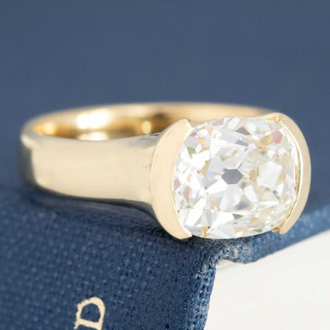 3.03ct Old Mine Cut Diamond Half-Bezel Solitaire, GIA K SI1