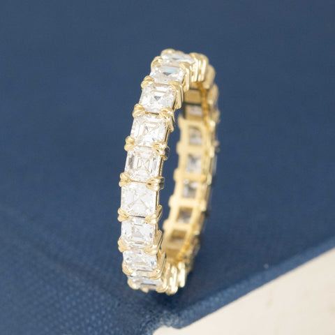 3.03ctw asscher cut diamond eternity band in 18kt yellow gold – alternate view 3