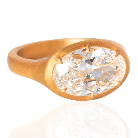 3.05ct Oval Cut Diamond Collet Solitaire, GIA K SI2