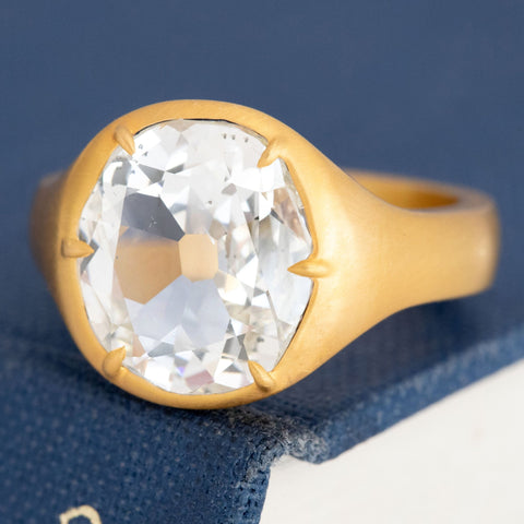 3.08ct Old Mine Cut Diamond Collet Solitaire, GIA
