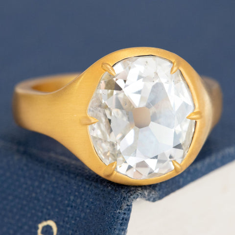 3.08ct Old Mine Cut Diamond Collet Solitaire, GIA