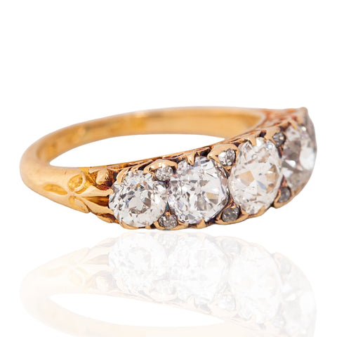 3.16ctw Antique Old European Cut Diamond Scroll Ring