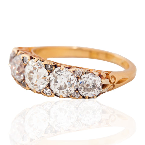 3.16ctw Antique Old European Cut Diamond Scroll Ring
