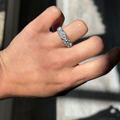 3.16ctw Antique Old European Cut Diamond Scroll Ring