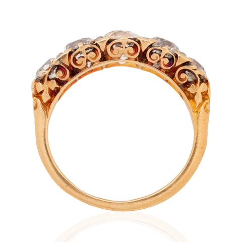 3.16ctw Antique Old European Cut Diamond Scroll Ring