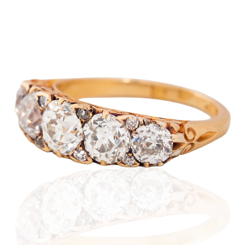 3.16ctw Antique Old European Cut Diamond Scroll Ring