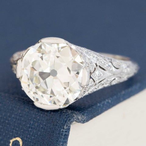 3.19ct Edwardian Old European Cut Diamond Solitaire, GIA M VS1