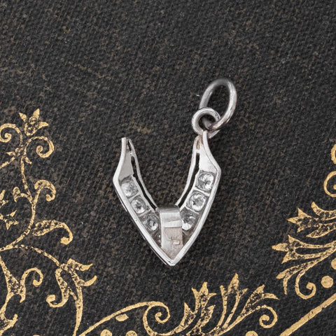 0.32ctw upcycled diamond V charm pendant in platinum – alternate view 4