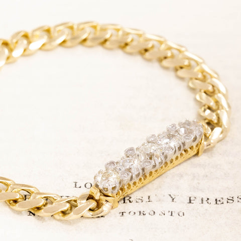 3.30ctw Old European Cut Diamond Cluster Bar Pendant/Bracelet