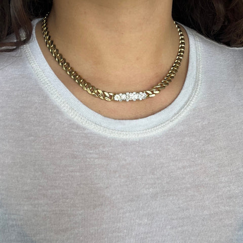 3.30ctw Old European Cut Diamond Cluster Bar Pendant/Bracelet