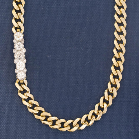 3.30ctw Old European Cut Diamond Cluster Bar Pendant/Bracelet