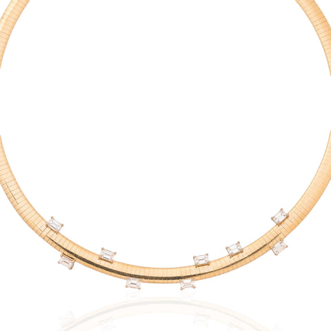 3.31ctw Emerald Cut Diamond Scatter Omega Necklace