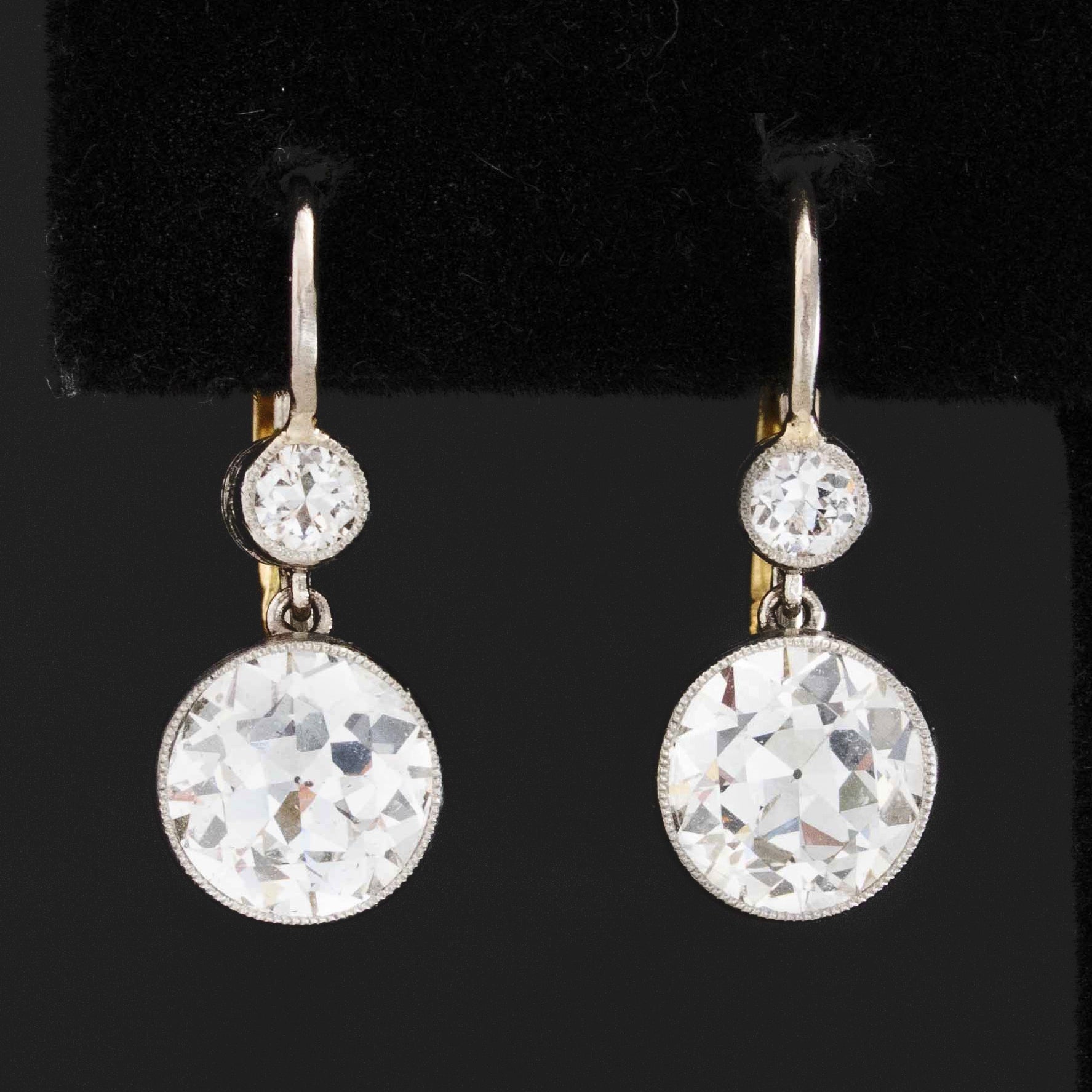 Carat Antique-Inspired Old European Cut Diamond Dormeuse Earrings