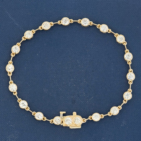 3.44ctw Old European Cut Diamond Bezel Bar Link Tennis Bracelet