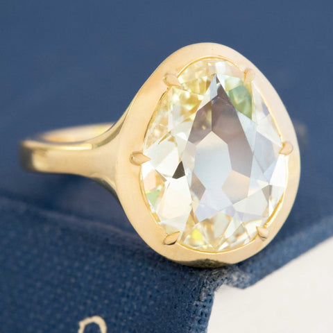 3.45ct Antique Pear Rose Cut Diamond Collet Solitaire, GIA
