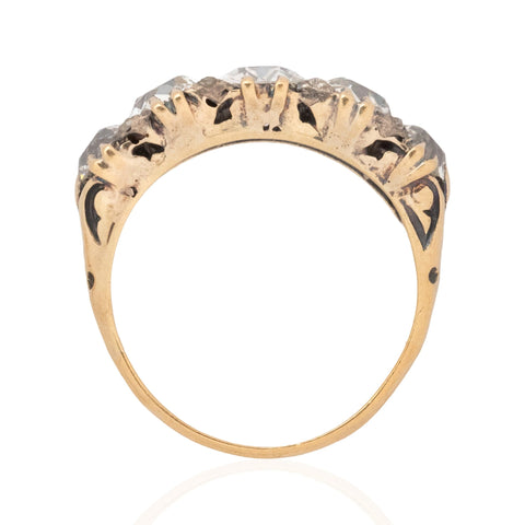 3.47ctw Antique Old Mine Cut Diamond Scroll Ring