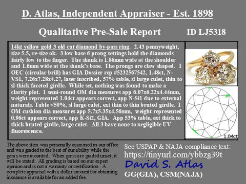 3.48ctw Victorian Old European Cut Diamond Trefoil Trilogy Ring