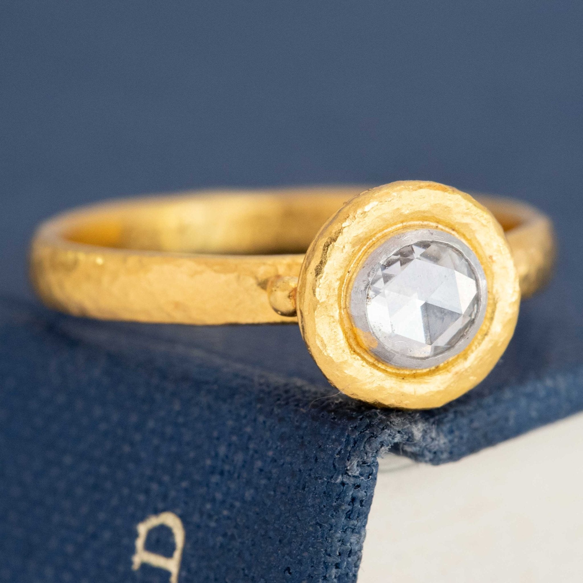 Gurhan high karat gold solitaire ring with rose-cut diamond