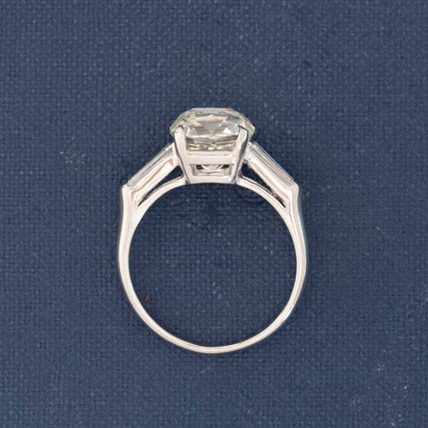 Vintage Old Mine Cut diamond ring, 3.53 carats, warm color