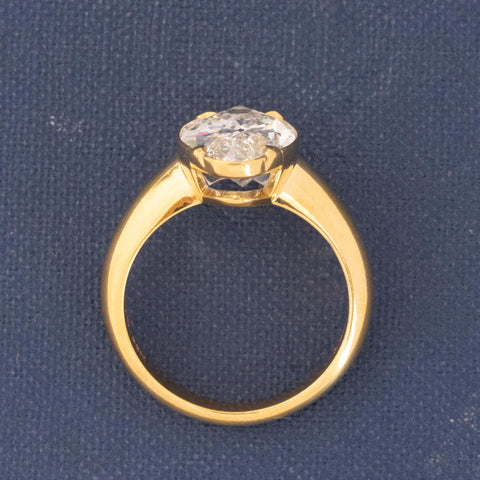 Rare moval cut diamond ring combining oval and marquise brilliance.