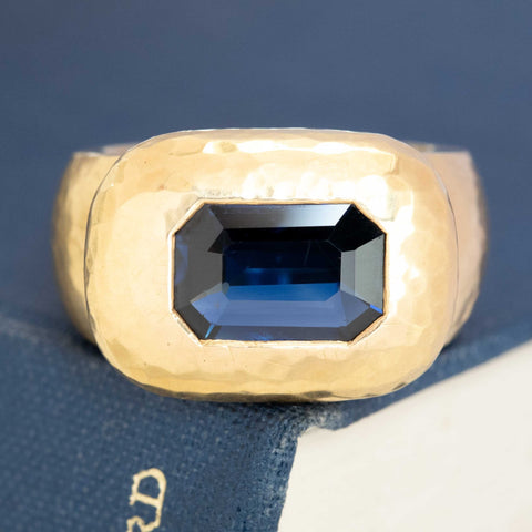 3.60ct Vintage No-Heat Sapphire Hammered Ring, by David Webb