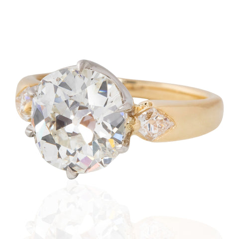 3.66ctw Old Mine Cut Diamond Ring, GIA J