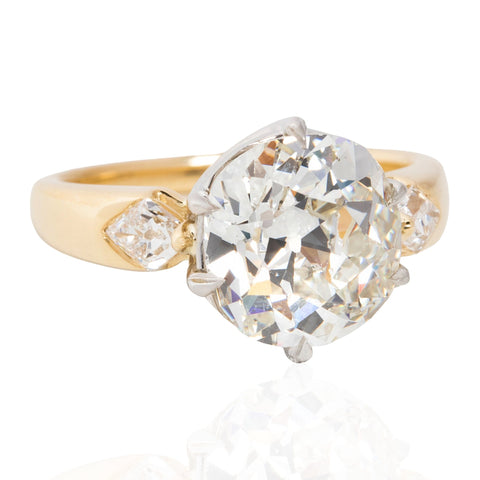 3.66ctw Old Mine Cut Diamond Ring, GIA J