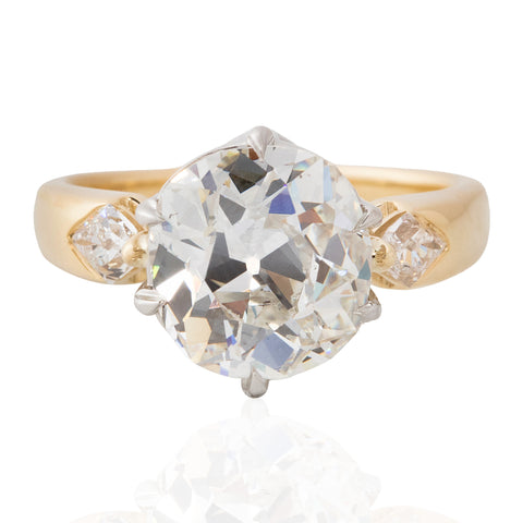 3.66ctw Old Mine Cut Diamond Ring, GIA J