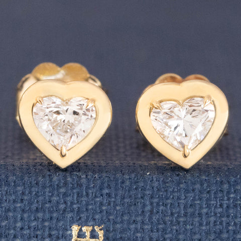 .37ctw Heart Diamond Bezel Stud Earrings