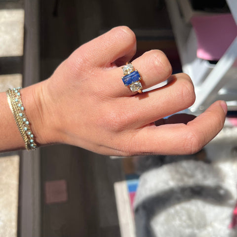 3.88ctw Sapphire & Diamond Trilogy Ring, GIA