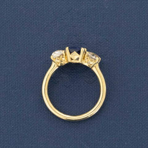 3.88ctw Sapphire & Diamond Trilogy Ring, GIA