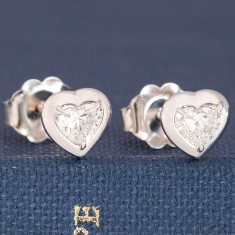 .38ctw Heart Diamond Bezel Stud Earrings