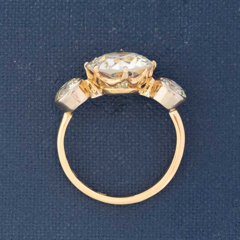 4.00ctw Edwardian Old European Cut Diamond Trilogy Ring, English, GIA N VS1