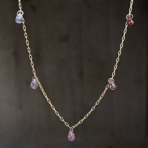 4.01ctw Pink Spinel Ombre Station Necklace