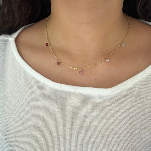 4.01ctw Pink Spinel Ombre Station Necklace