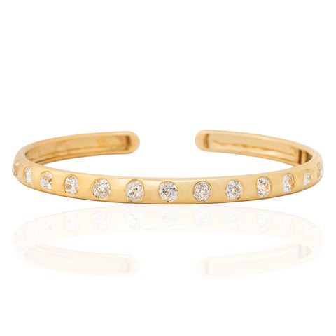 4.61ctw Old Mine Cut Hinged Cuff Bracelet