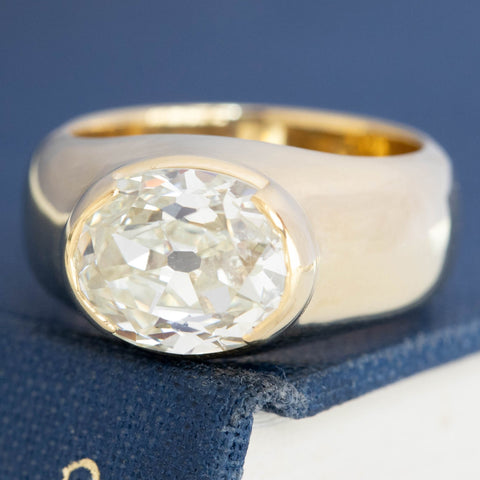 4.02ct Oval Cut Diamond Half-Bezel Solitaire, GIA M VS2