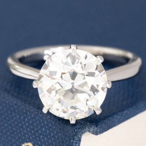 4.03ct Old European Cut Diamond solitaire ring in platinum, GIA L VVS2.