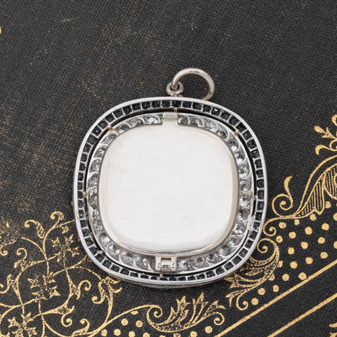 4.05ctw antique Art Deco diamond and Ceylon sapphire conversion locket pendant in platinum – alternate view 4