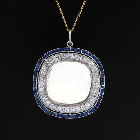 4.05ctw Antique Diamond & Sapphire Locket Pendant