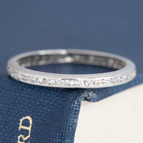 0.40ctw vintage single cut diamond eternity band in platinum